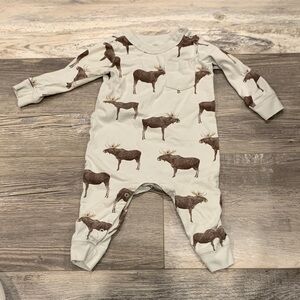 Tea Moose Print Baby Onesie